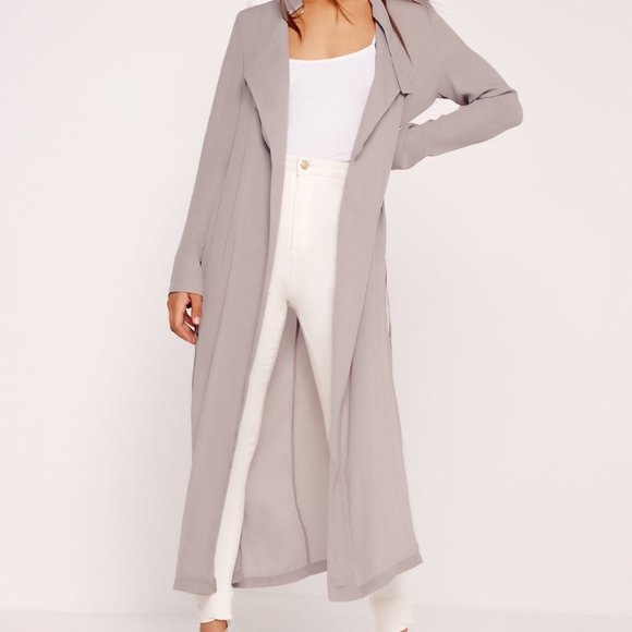 Missguided Jackets & Blazers - Missguided Tie Choker Basic Duster Coat Grey